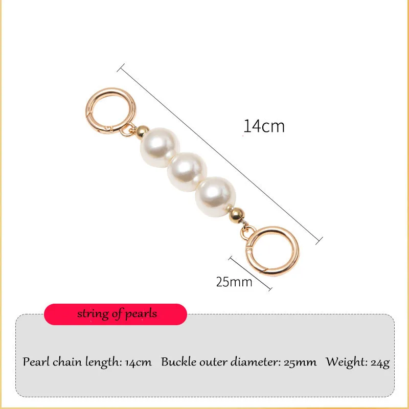 Ezeasy Bag Chain Accessories Pearl Extension Chain Bag Strap Underarm Shoulder Strap Chain Crossbody Handle Portable Short Bag