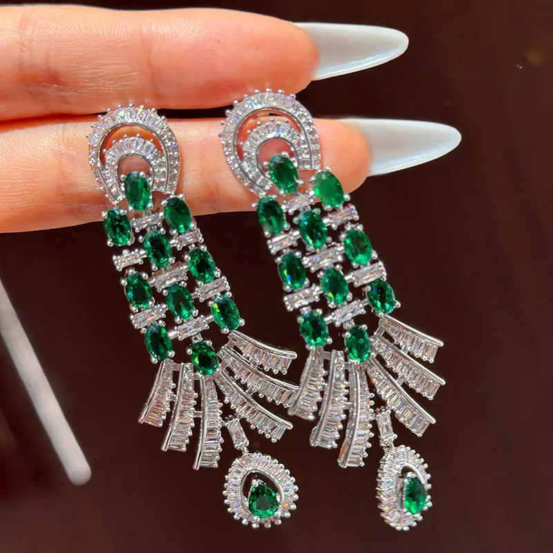 

Zircon New Light Luxury Fringed Elegant Long Earrings
