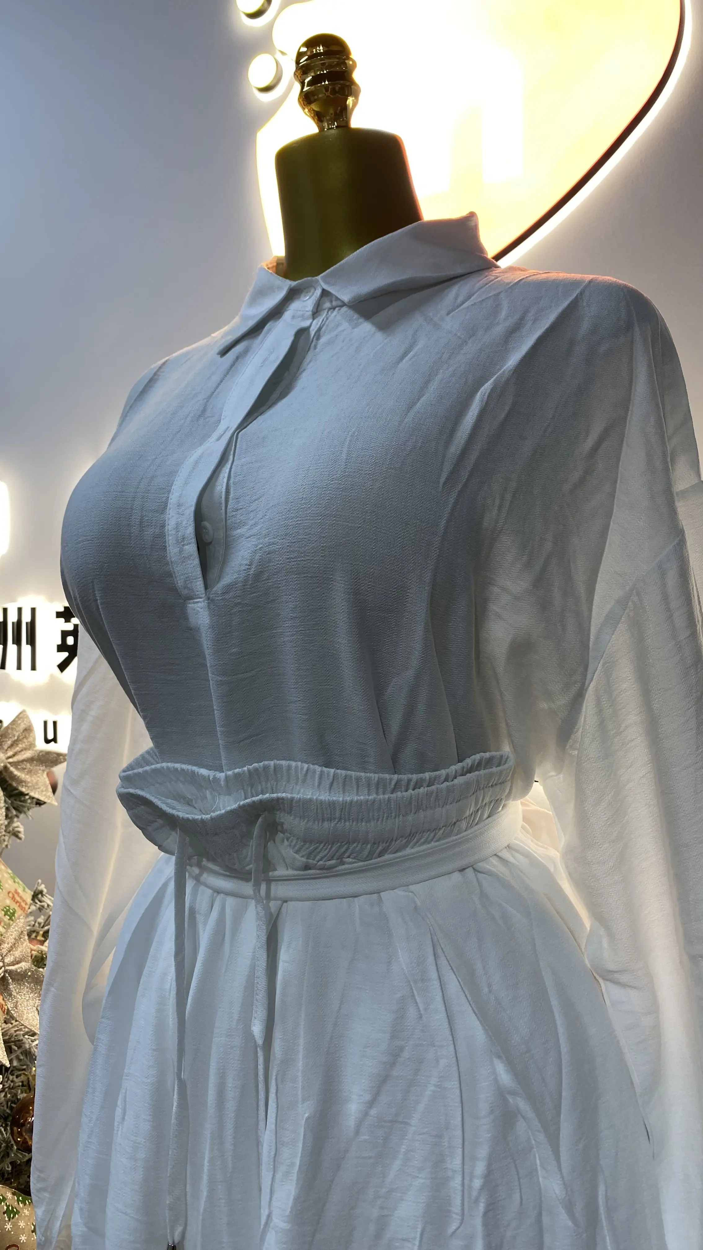 2025 overhemd chiffon crêpe overhemd vakantie dames witte strand bedekte vakantiejurk-GZMM 314