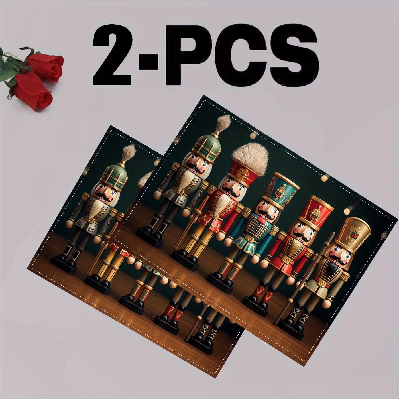 Set of 4 Placemats Nutcracker Design Christmas Table Mats for Dining Table Kitchen Holiday Decor