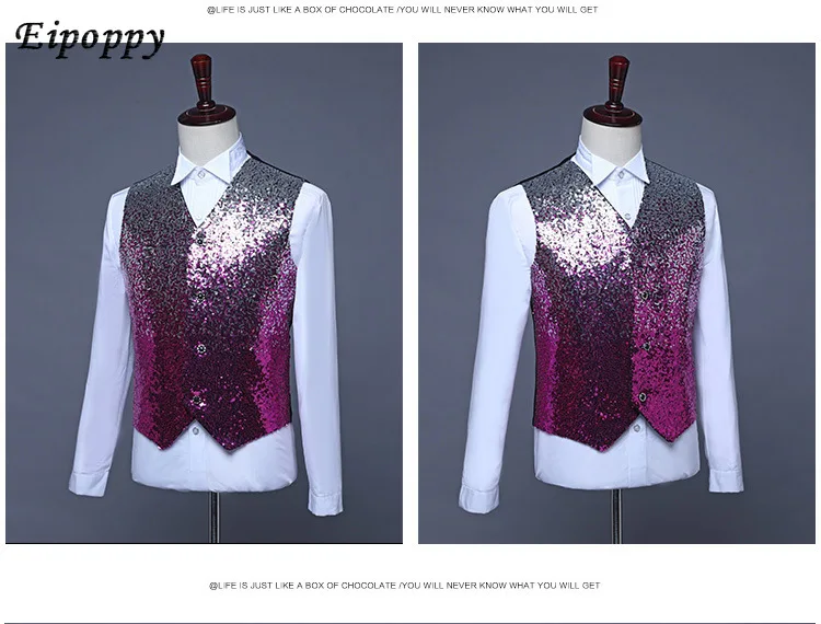 Stage Costume Gradient Sequin Vest Costume Men's Dress Vest