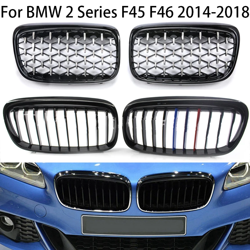 

For BMW 2 Series F45 F46 GT 2014-2018 216i 218i 220i 225i Upgrade Front Radiator Grill Kidney Hood Gril Diamond Style