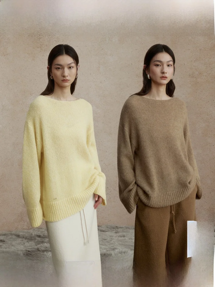 

ZhiZhi Camel Color Women's Pullover Sweater Winter Versatile Loose Fit Alpaca Wool Long Sve Commute Sle Online Exclusive