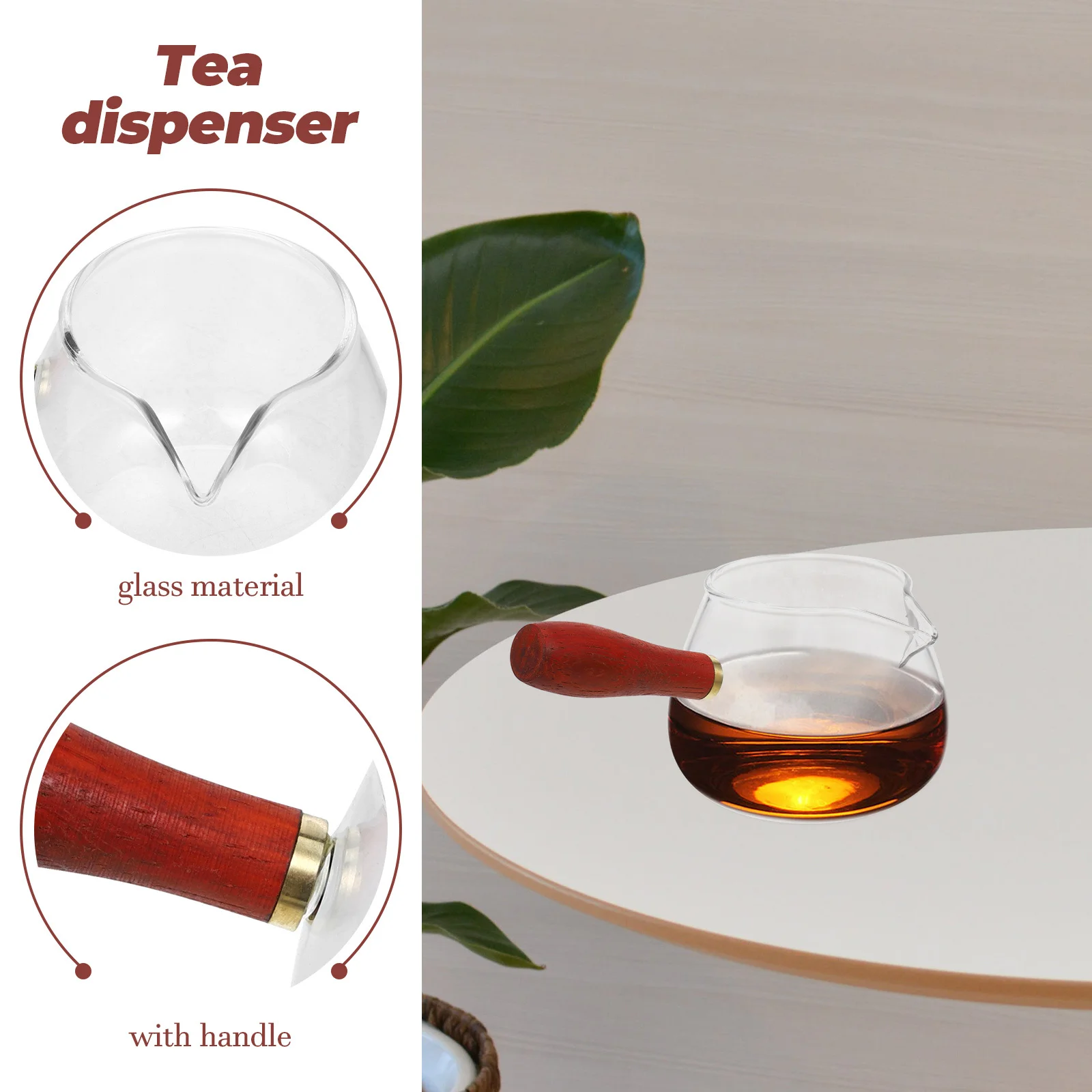 

Glass Tea Dispenser Anti-Scald Wooden Handle Heat Insulation High Temperature Resistant Household Office Tea