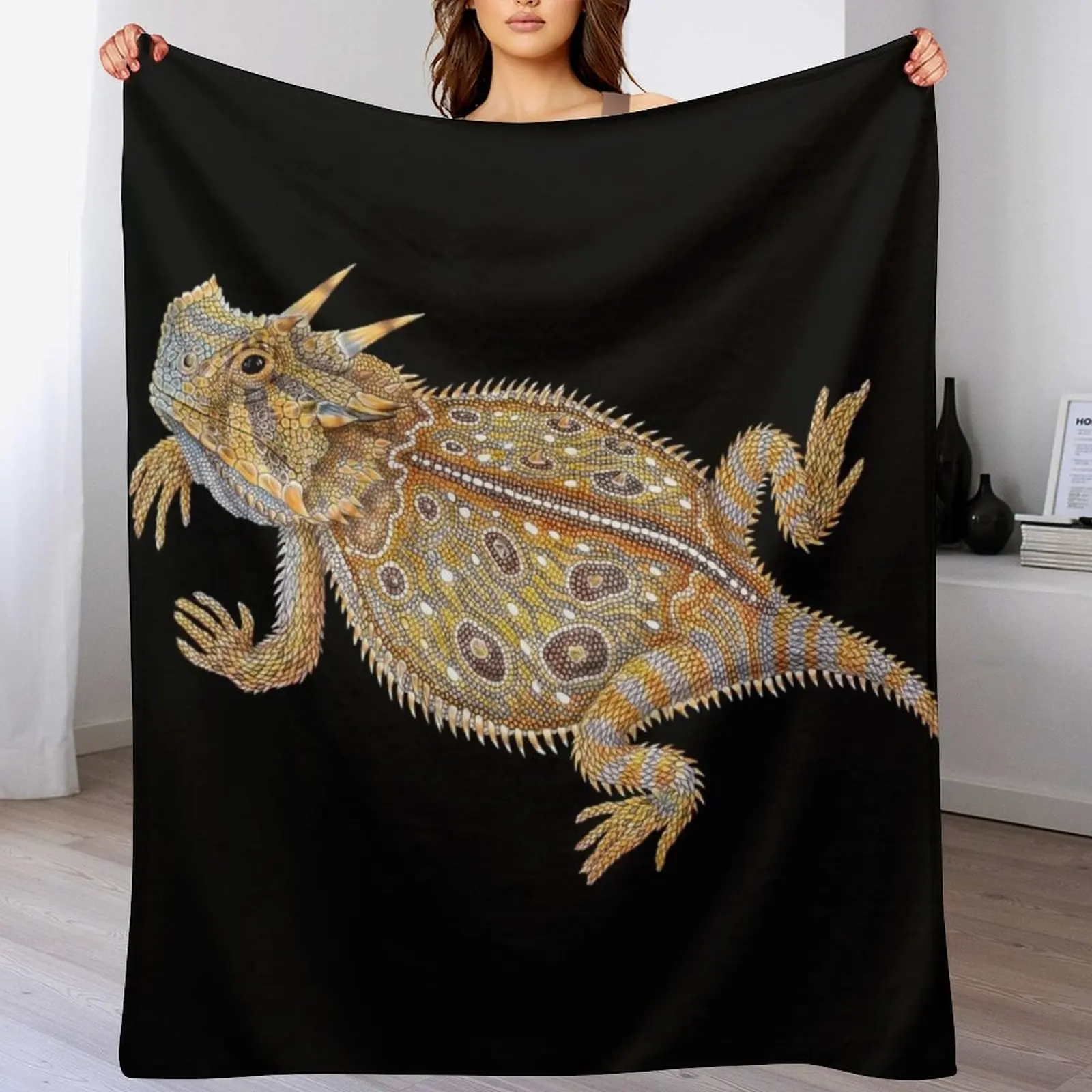 Horned Lizard Throw Blanket Compact Warm Blanket for Car Road Trip