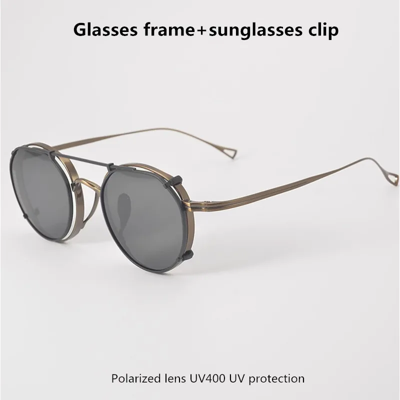 태그 헤제키아 빈티지 편광 선글라스 클립 KMN113 레트로 디자이너 UV400 선글라스 여성 브랜드 티타늄 안경테 남성용