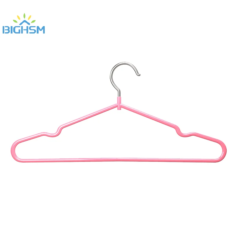 Clothes Hanger Hanger With Grooves For Airing Children Adult Metal Simple Thick Non-slip Dip Plastic Coat Hanger Blue Green