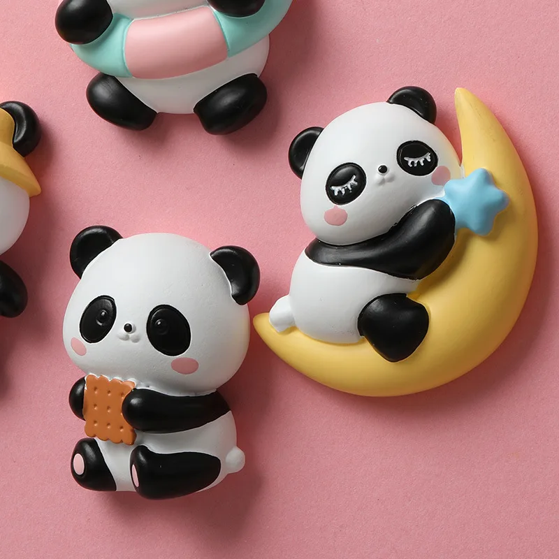 Cute 3D Panda Fridge Magnets，Funny Cartoon Panda Refrigerator Decor Magnets with Strawberry Moon Mushroom Guitar Bamboo Shapes
