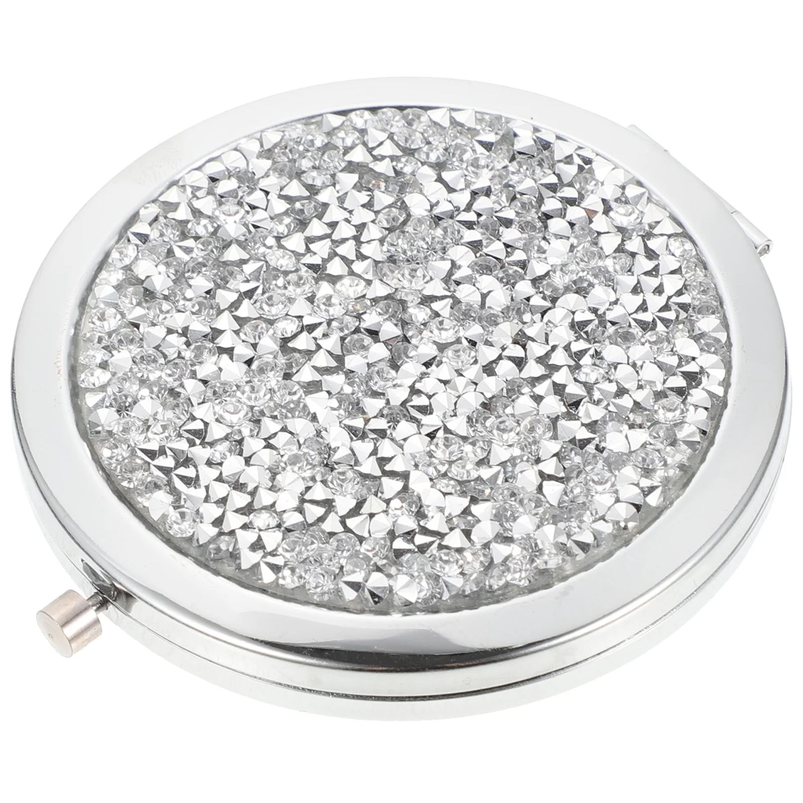 Miroir de poche en cristal pour maquillage, loupe de voyage, loupe ronde en métal compacte