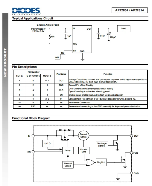 AP22804AW5-7 SINGLE CHANNEL POWER DISTRIBUTION LOAD SWITCH Electronics Online Shop