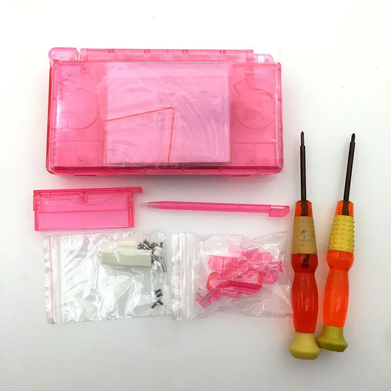 Nieuwe NDSL helder roze volledige behuizing Shell Case Cover Kits voor Nintendo DS Lite NDSL Shell