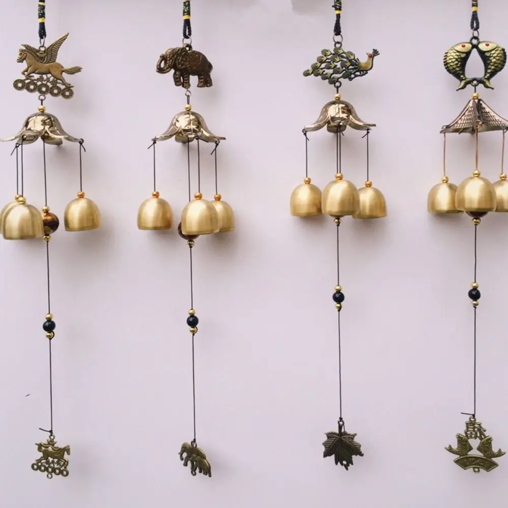 1PC Retro Wind Chimes Copper Wind Bell Hanging Pendants Garden Decorations Outdoor Oriental Lucky Pendants