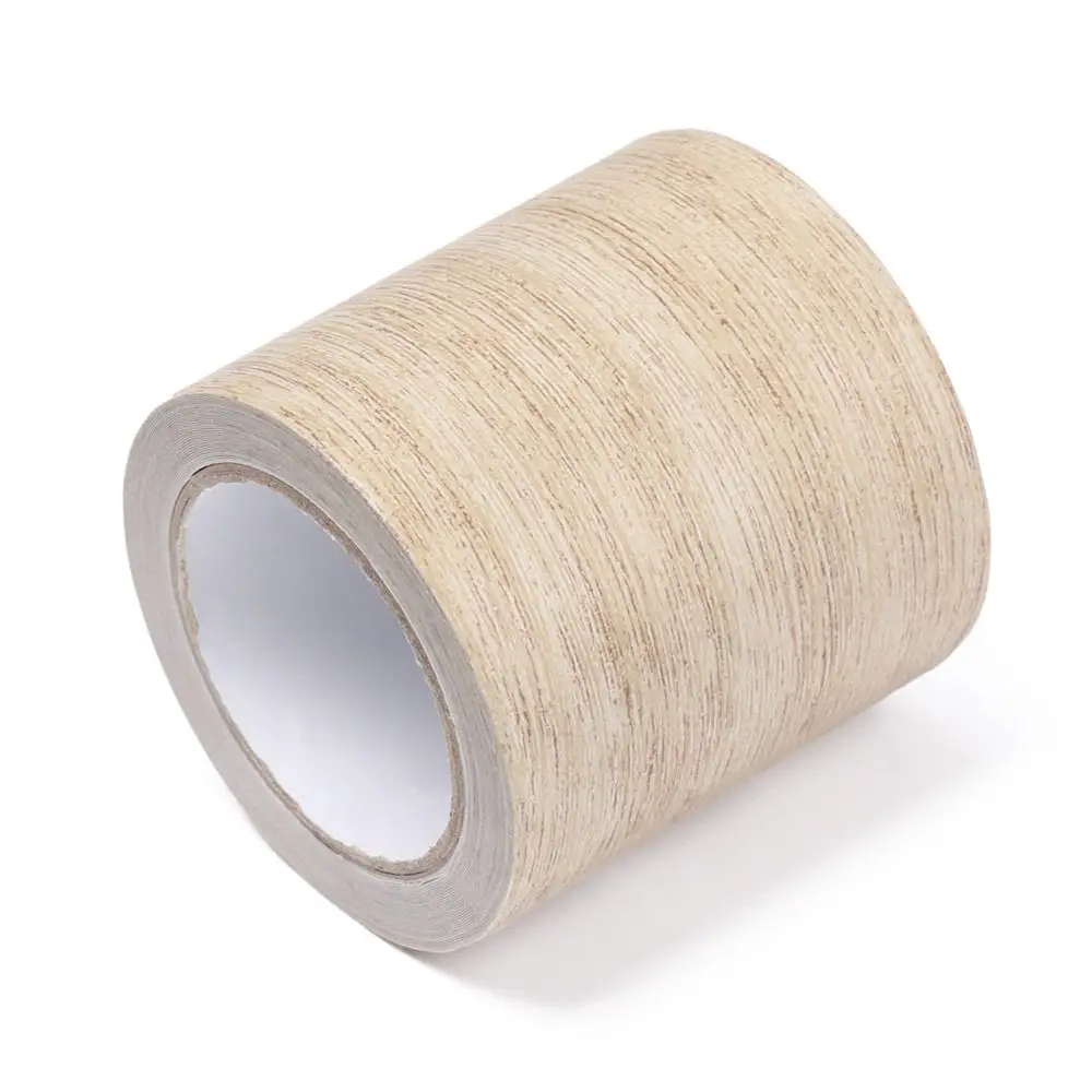 5M/Roll Self-adhesive Furniture Repair Tape DIY Wood Grain Door Decals Waterproof Mildew-proof Wall Waist Line Home Decoration