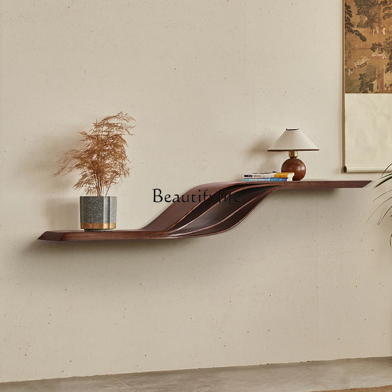 Creative Xuanguantai ultra-narrow solid wood shelf retro light luxury high-end art