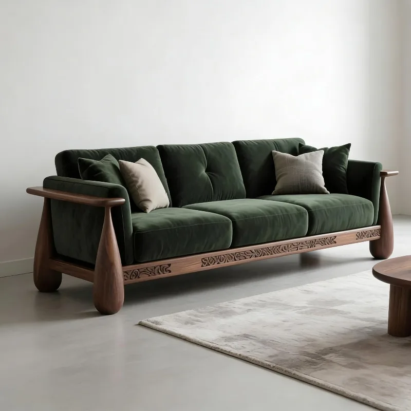 Minimalist New Chinese Style Solid Wood Living Room Sofas Corner 3 Seater Couch Armchairs Sofa Living Room High-end Furniture