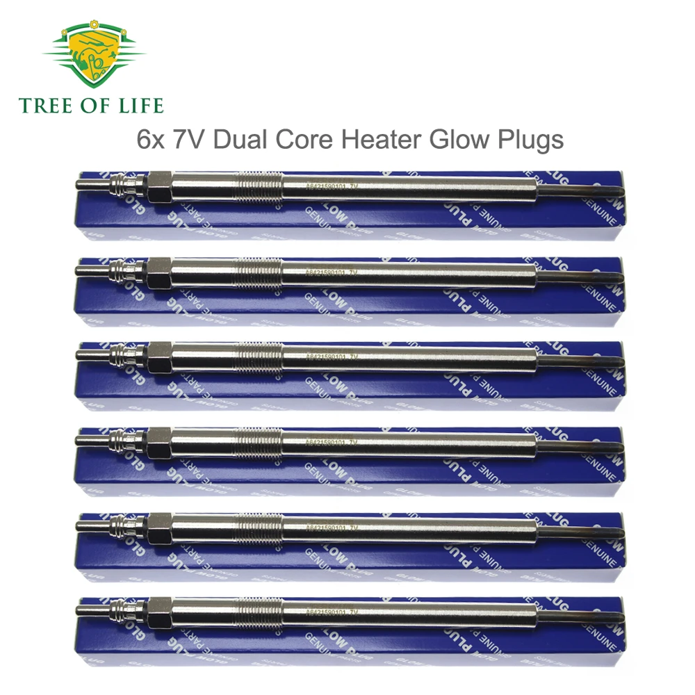 

6x 7V Dual Core Heater Glow Plugs A6421590101 For MERCEDES-BENZ C/M/R/S/GL/GLK/E-CLASS W212 S212 300 350 CDI A 642 159 01 01