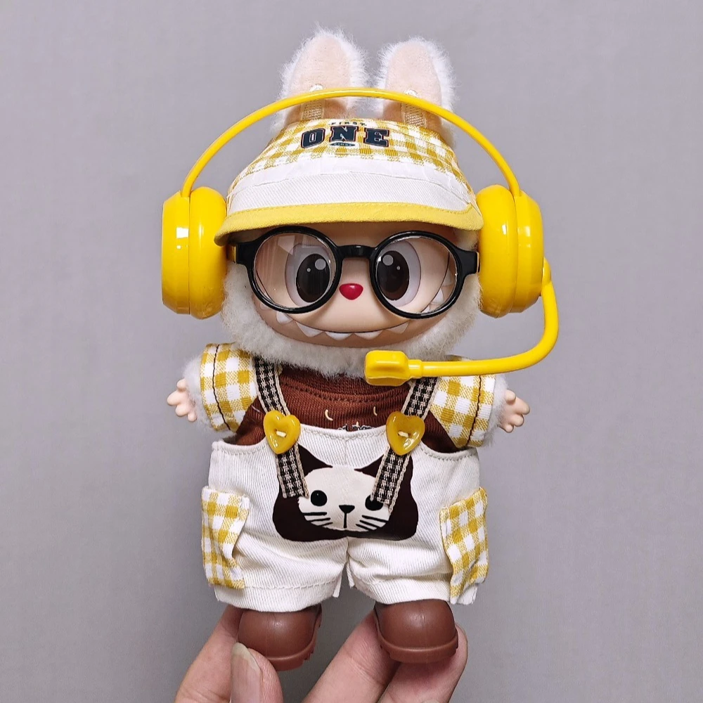 

15cm/17cm Labubu Universal Overalls Set Trendy Outfit with Glasses Headphones & Shoes