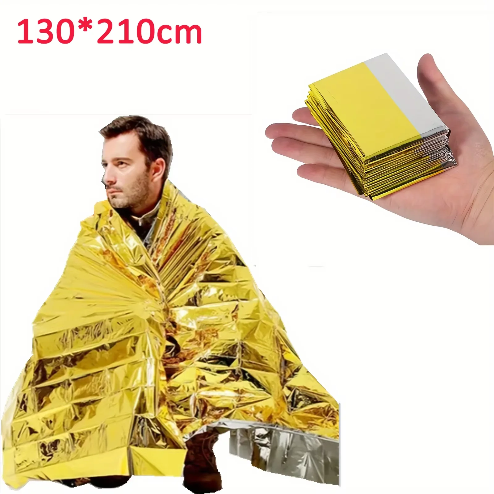 Windproof Aluminum Foil Emergency Blanket Suitable for Camping Hiking Marathons All Weather Protection Light and Portable