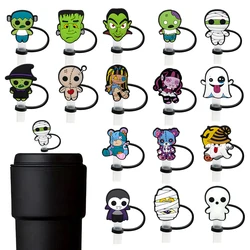 Halloween Ghost Silicone Straw Toppers for 10mm,Straw Caps for Glass Cup,with 30&40Oz Tumbler with Handle Dust-Proof Reusable