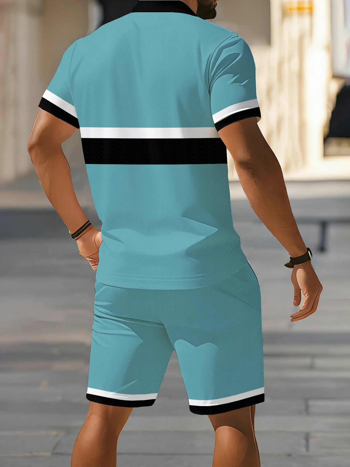 2026 Summer Men's Polo Shirt Set - 3D Printed Design Breathable Lightweight Comfortable Fashionable Outdoor Men's Clothing view 4