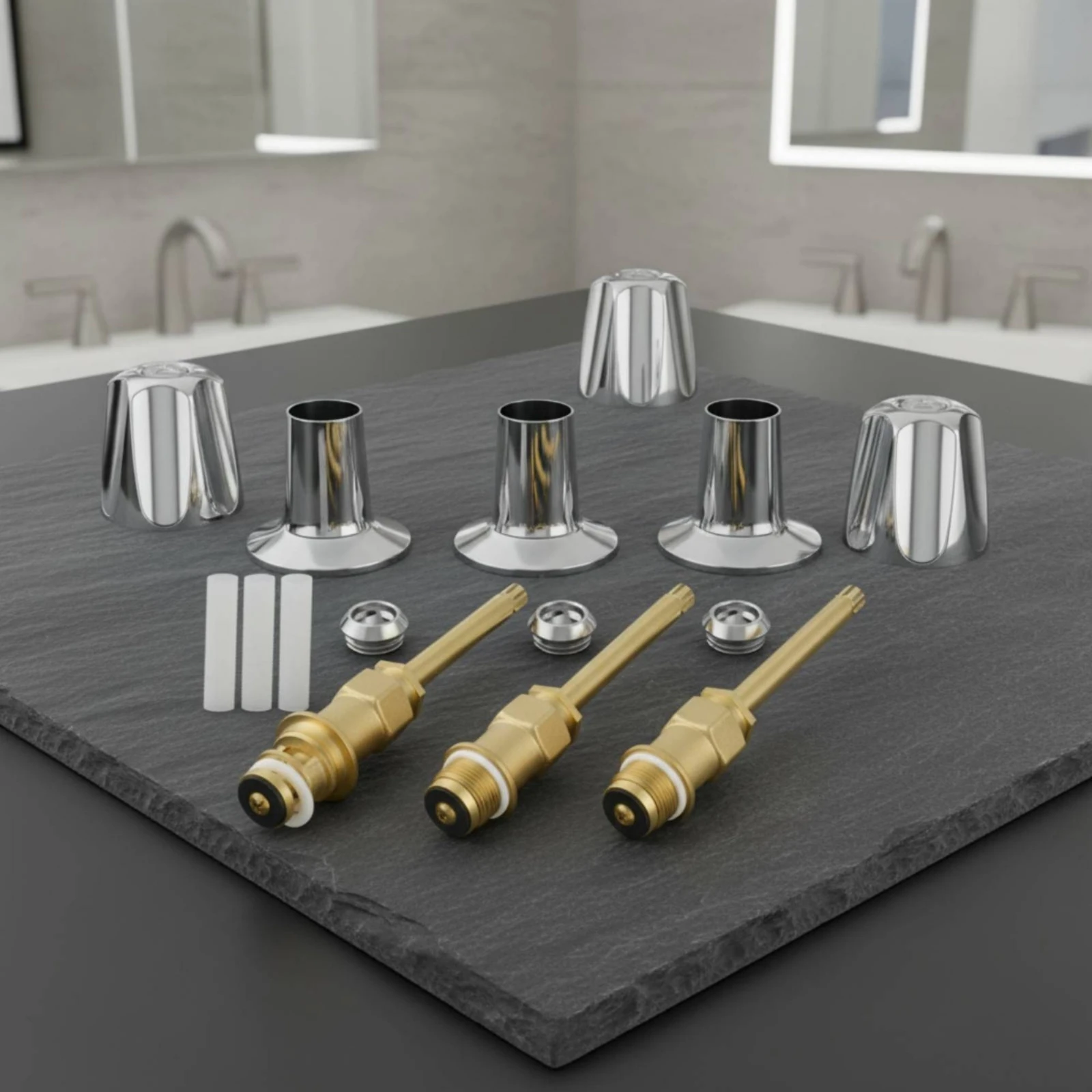 

Bathroom Faucet Replacement Kit Effortless Rotation Faucet Handle Set Sink Valve Stem Set Corrosion Resistant Plumbing Hardware