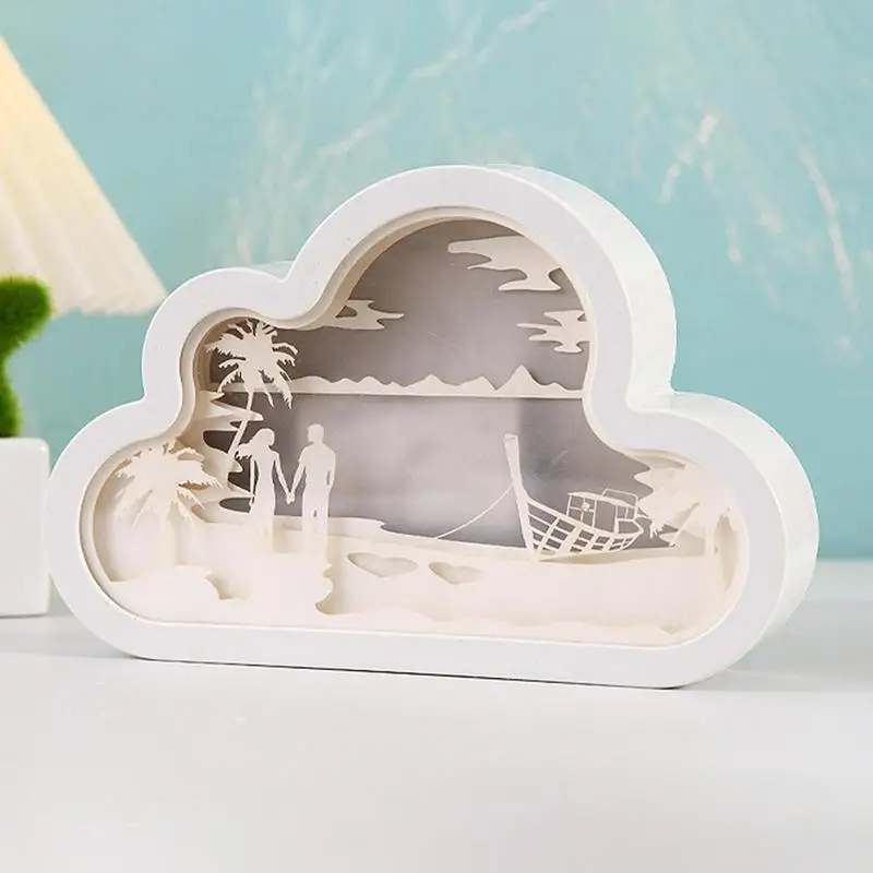 Night Lamp Papercut Light Boxes 3D Creative Papercut Light Box Portable 3D Paper Carving Lamp Shadow Light Box For Desktop