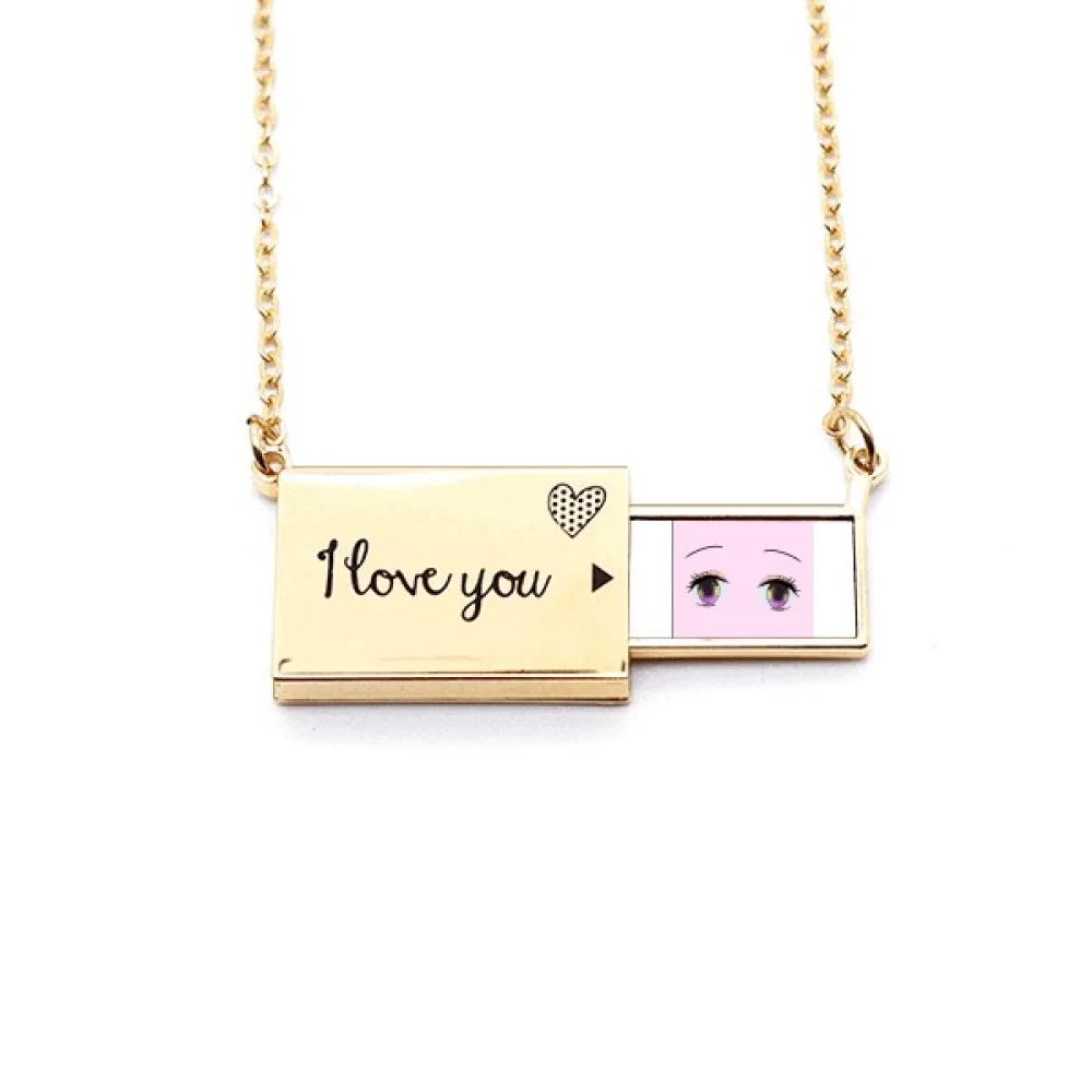 Lovely Blandness Mignon Eyes Letter Envelope Necklace Pendant Jewelry