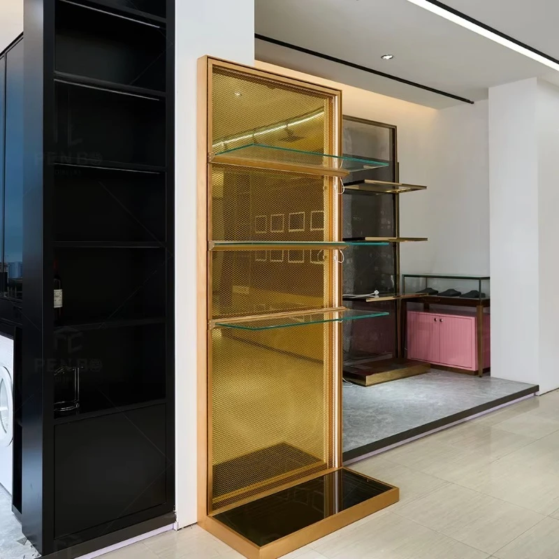 Aluminum frame glass shelf display display cabinet indoor gold trophy