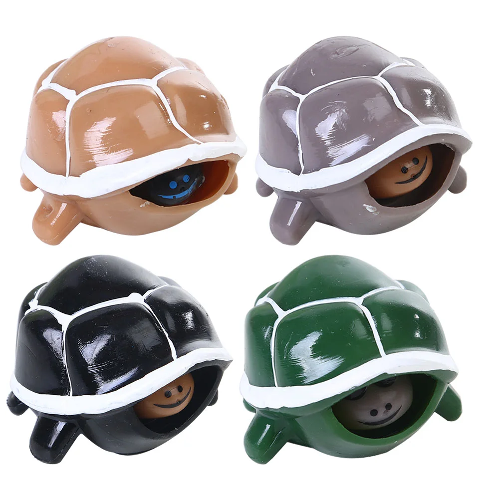 4 Pcs Squeeze Turtle Head Pop Out Slow Figures Miniature Kids Stress Toddler