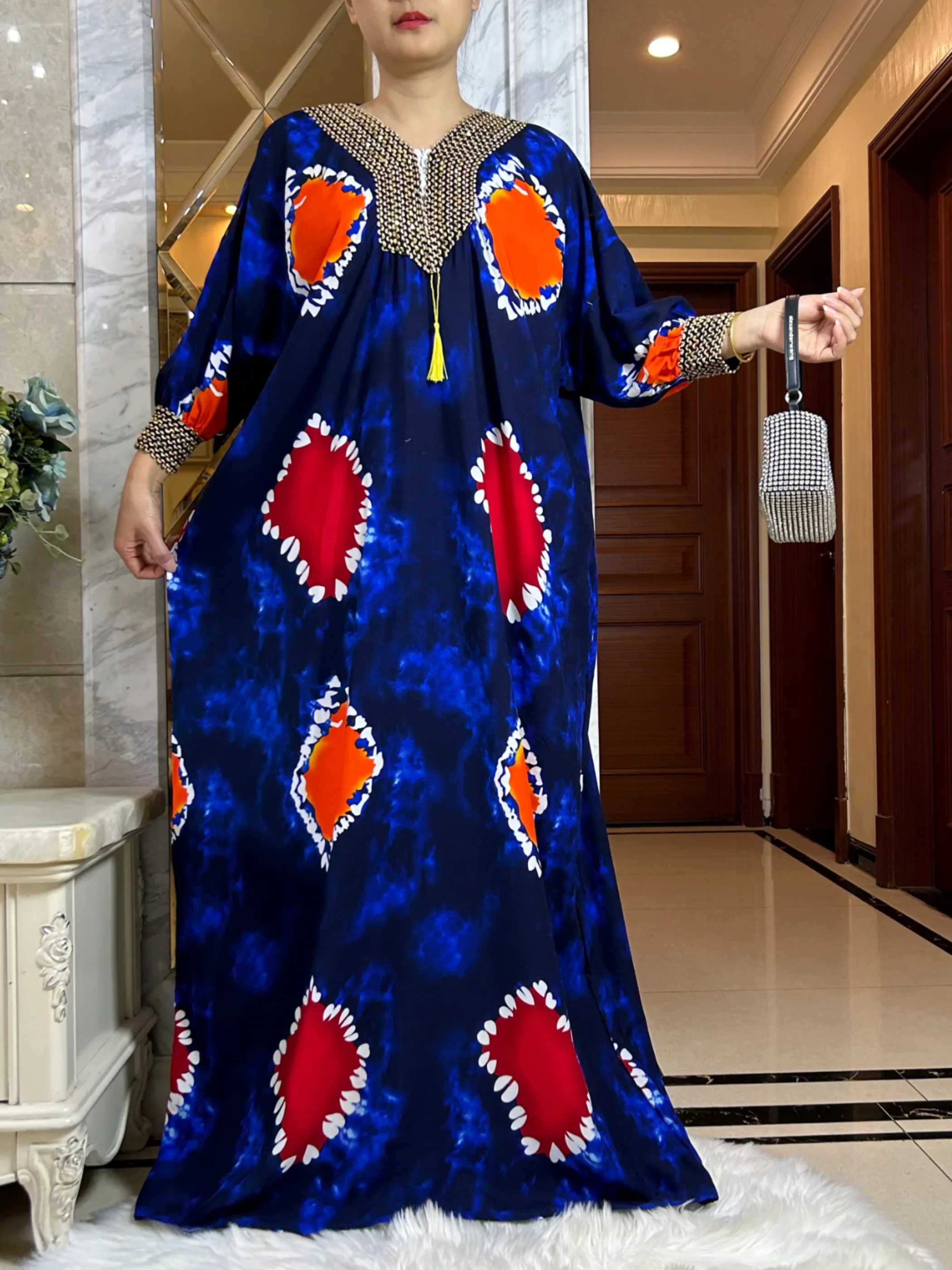 2025 Muslim Abayas For Women ramadan Fashion Sets Cotton Floral Printed Boubou Loose Femme Robe With 210x150cm Oversize Scarf