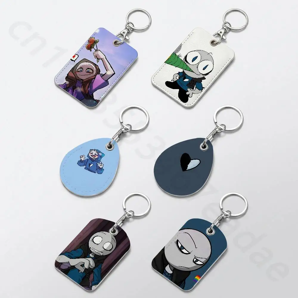 Peter Y-Your B-Boyfriend Rectangle Card Case Keychain Access Card Bag Key Tag Ring Leather Card Holder Key Ring Access