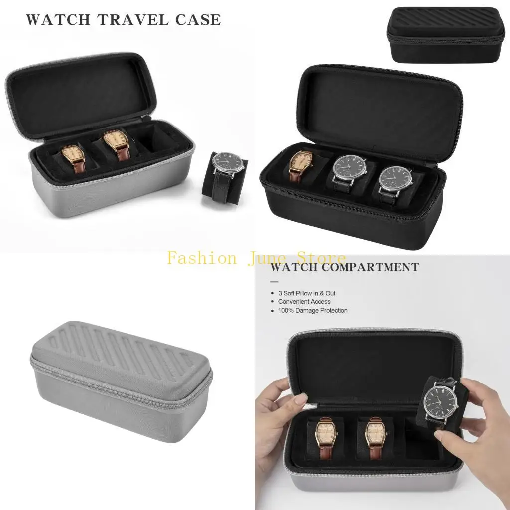 

N5KA Portable Watch Storage Box Display Holder Watch Travel Cases 3 Slot Watch Display Gift Box Pocket Jewelry Bracelet Box