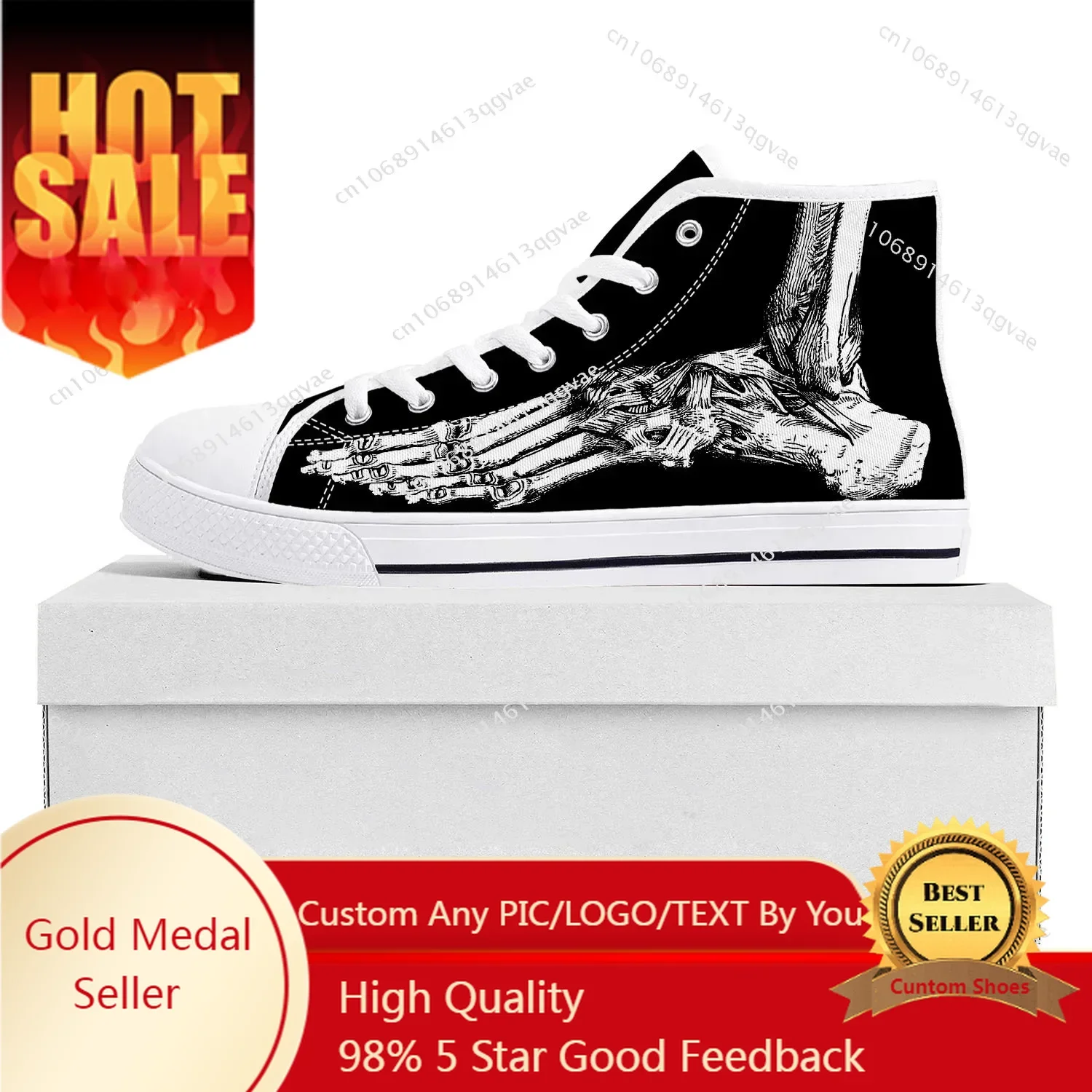 

Skeleton Feet High Top High Quality Sneakers Mens Womens Teenager Canvas Sneaker Casual Couple Shoes Custom Made Shoe White