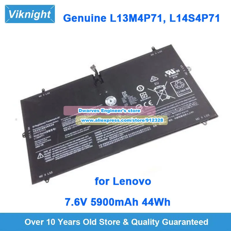 Genuine L13M4P71 Battery L14S4P71 7.6V 5900mAh 44Wh for Lenovo Yoga 3 Pro 1370 Series 80HE 5Y71 I5Y70 I5Y51 I5Y71