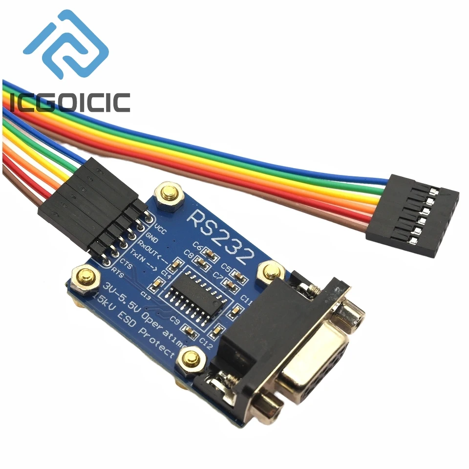 TTL to RS232 Module TTL RS232 Male Female Mutual Conversion Module Serial Level Conversion to SP232 TTL Serial Port ESD Protect