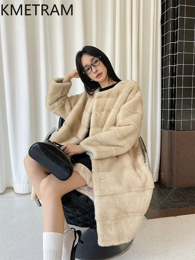 

KMETRAM Real Mink Fur Coat Woman Elegant Fluffy Long Fur Jacket Winter Luxury Warm Fur Coats New Women Clothes 2026 casaco pelo