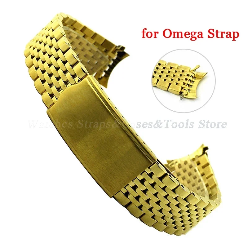 18mm 19mm 20mm Metal Strap for Omega for Seamaster Nine Beads Watchband Stainless Steel Bracelet Wristband Watch Accessories