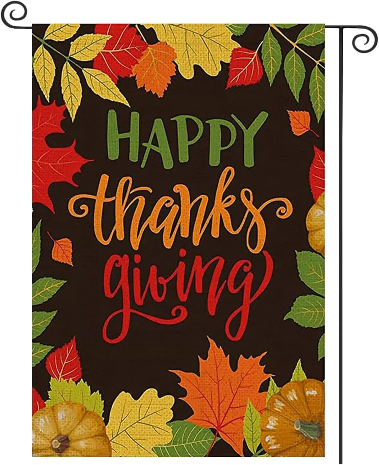 Happy Thanksgiving Flag Double Sided Pumpkins Fall Maple Leaves Give Thanks Burlap Small House Flag For Outdoor Lawn Garden  IIC
