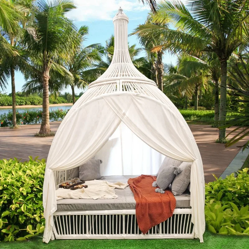 Outdoor rattan bed homestay design scenic spot love bird's nest swing sofa