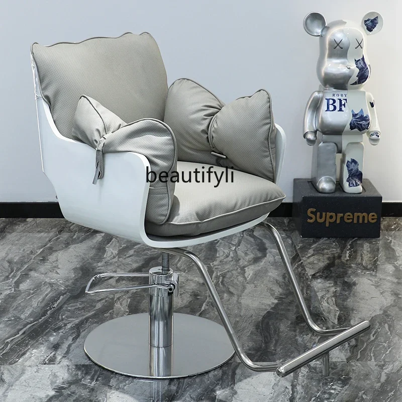 ss newBarber Shop High-End and Fashionable Hair Lifting Stainless Steel Hair Cutting Chair