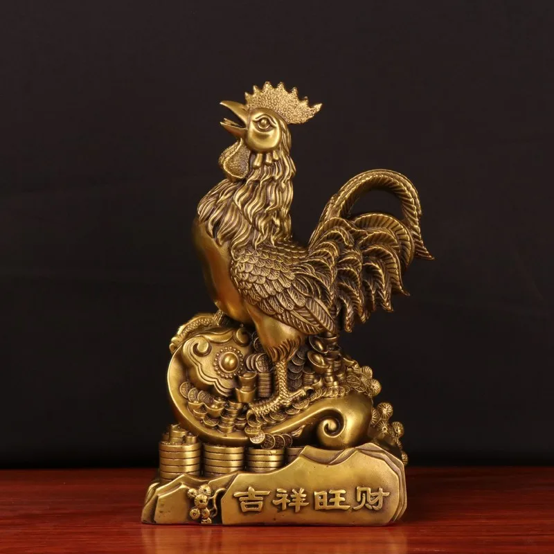Copper , Yuanbao Ruyi , Auspicious and Prosperous , Ornament, Lucky Rooster