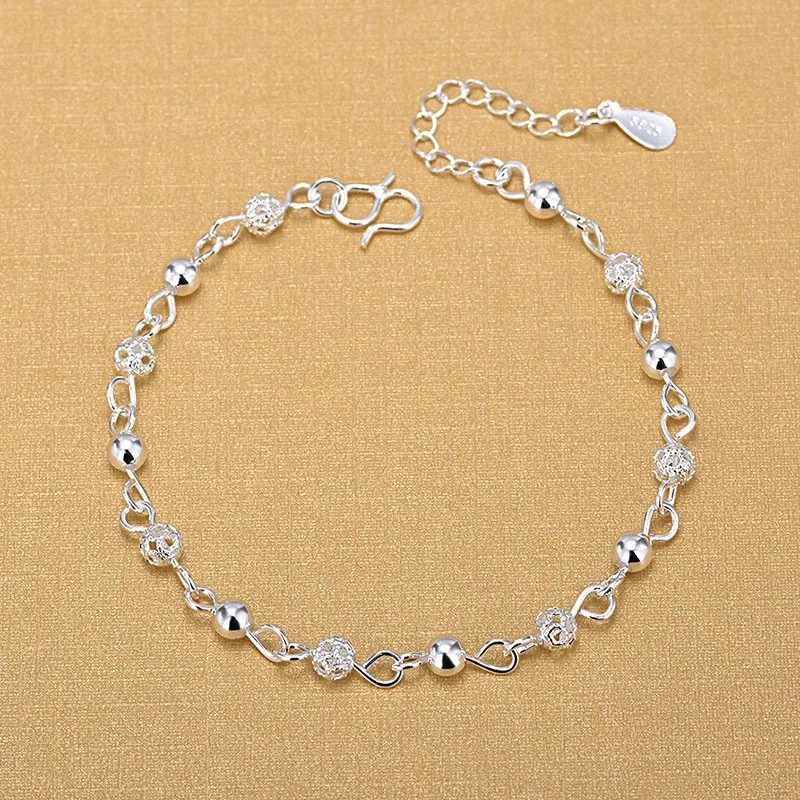 925 Sterling Silver Beautiful Bead Bracelets for Women Fashion Korean Hollow Pattern Ball Bracelet Luxury Original Jewelry Gifts