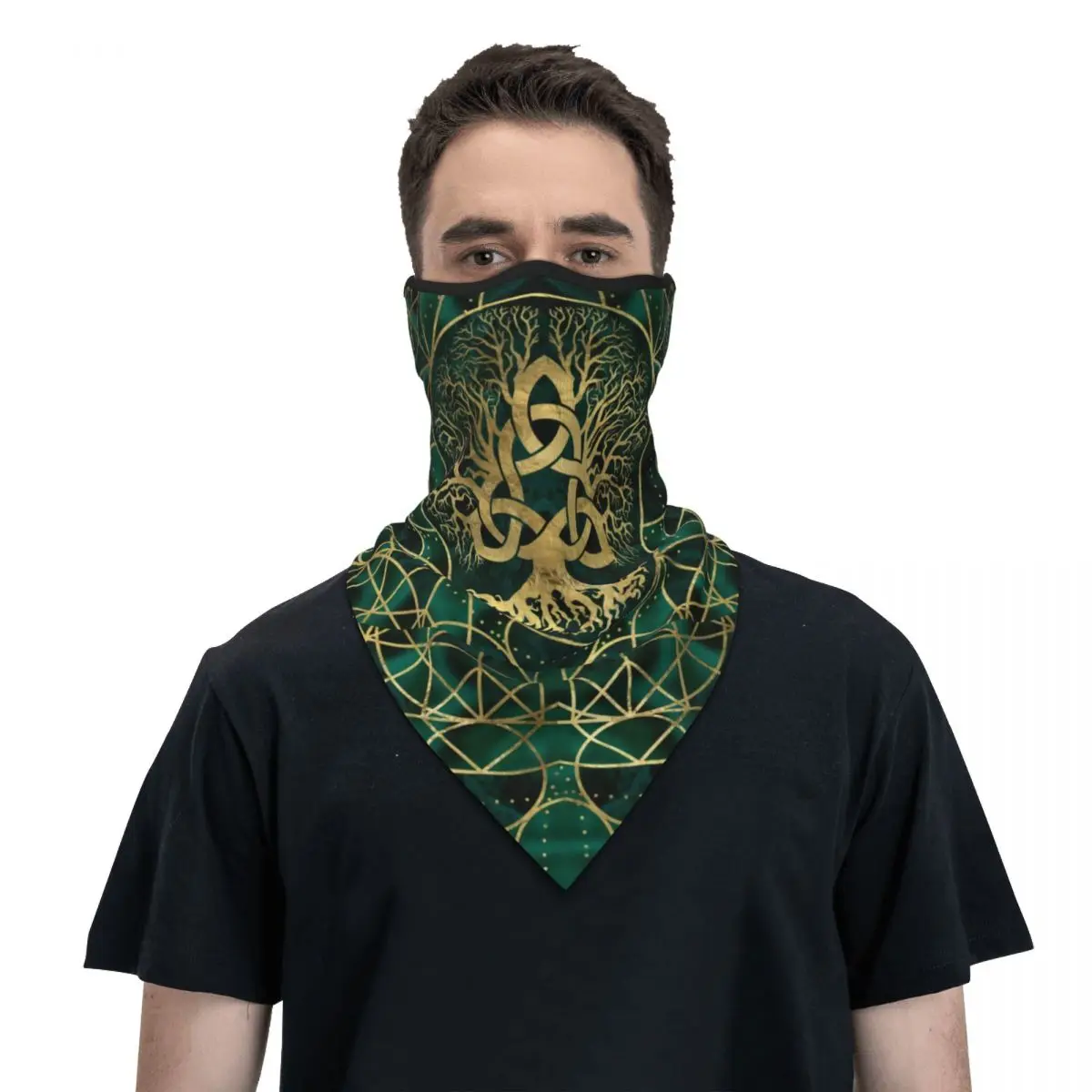 Tree Of Life With Triquetra Neck Gaiter Men Women UV Face Shield Winter Vikings Bandana Scarf for Cycling