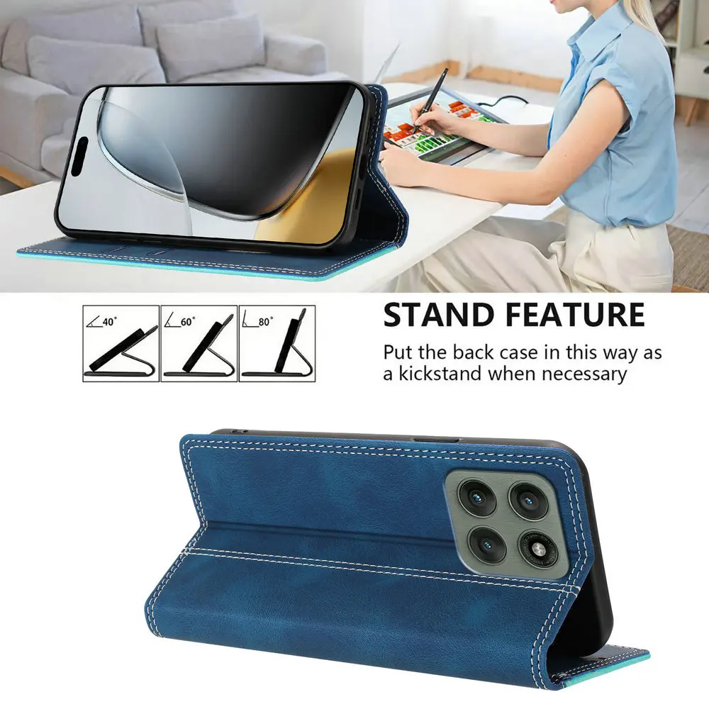 حافظة لهاتف موتورولا إيدج 70 رفيد من الجلد المغناطيسي eتوي موتو إيدج 60 نيو فيوجن 60s برو X70 محفظة هوائية فوندا #5