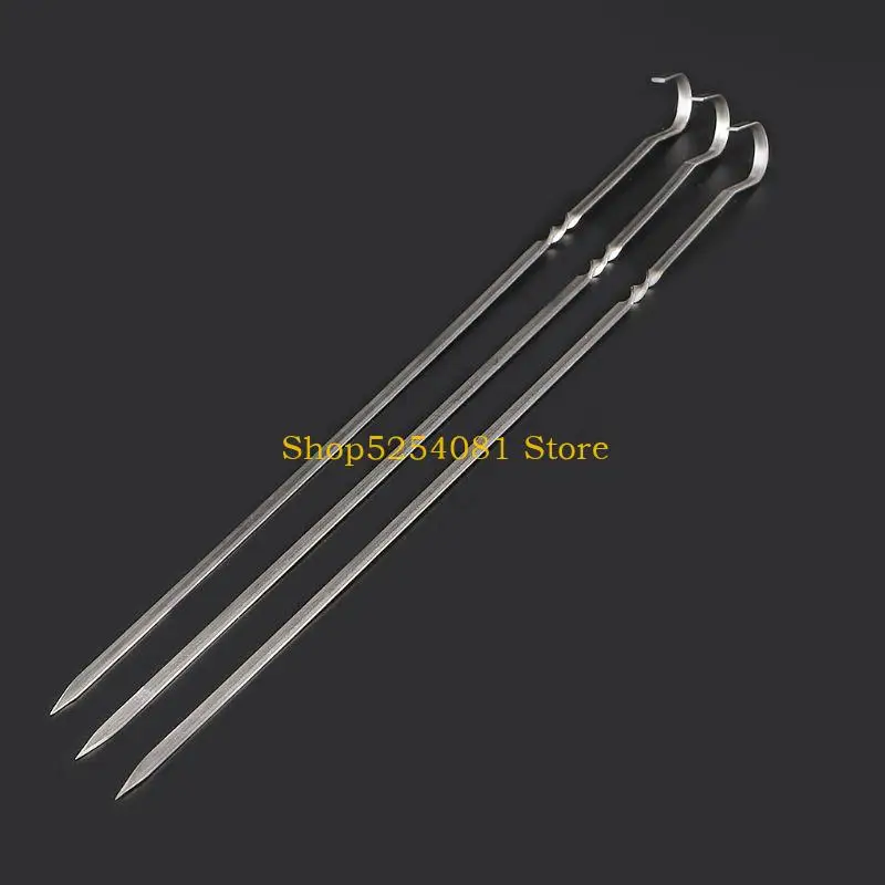 AXYC Metal Flat Meat Skewers Set of 10 Grilling Sticks Wide Rod String Supplies for Mutton Pork Beef Tomato Potato Roasting