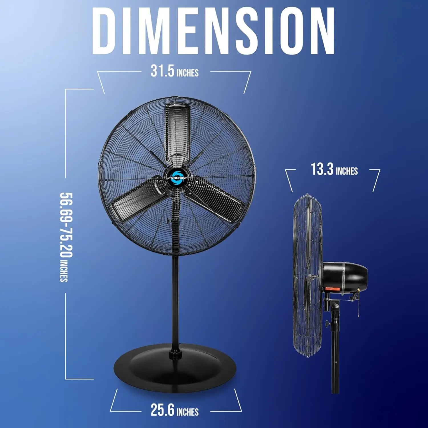 30   Industrial Oscillating Stationary Waterproof Pedestal Electric Fan  Safety Listed - 2 Years Limit