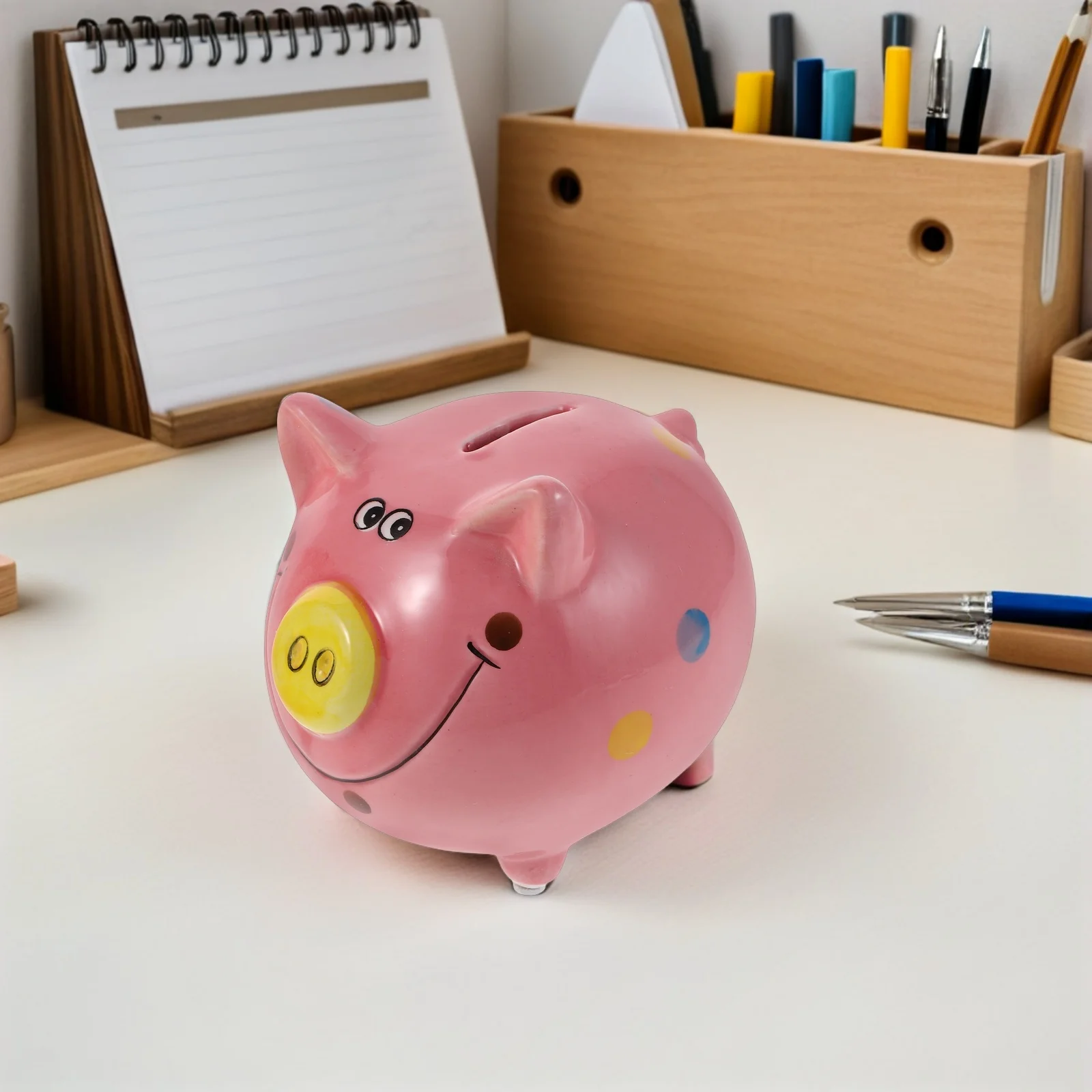 2 個のかわいい豚貯金箱子供用貯金箱セラミック子供銀行部屋の装飾教育的な誕生日プレゼント女の子のため