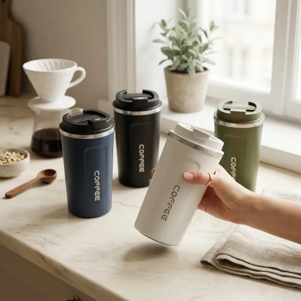 Travel Mug 304 Stainless Steel Thermal Cup Tumbler with Lid Leakproof Insulated Reusable Coffee Cups for Car Office Drinkware