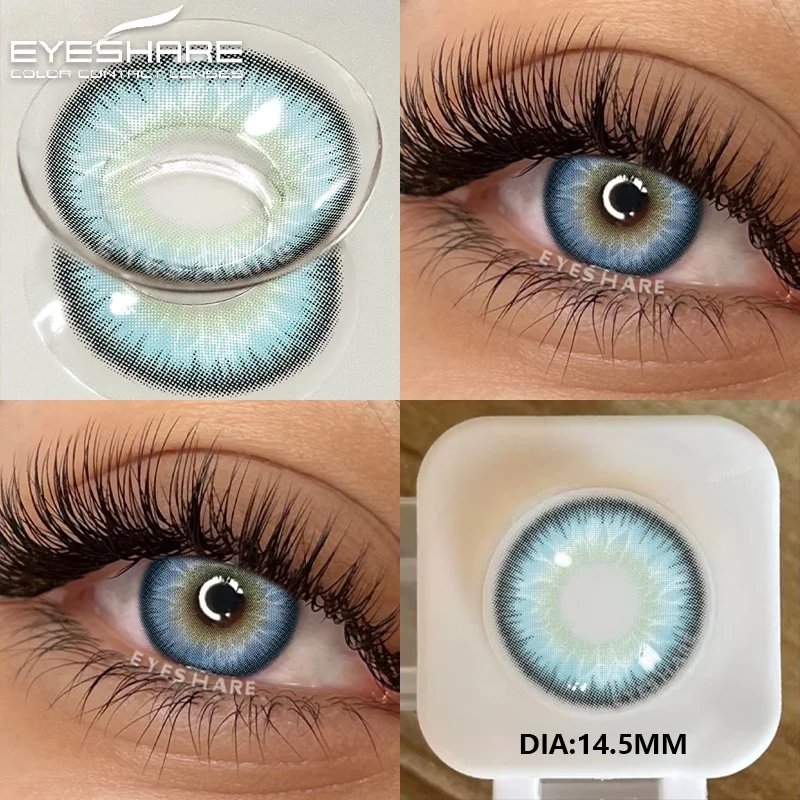 EYESHARE 2 Stück weiche Linsen, blaue Kontakte, graue Linsen, jährliche modische Farbkontaktlinsen für Augen, Schönheit, Augenfarbe, Make-up, Schüler