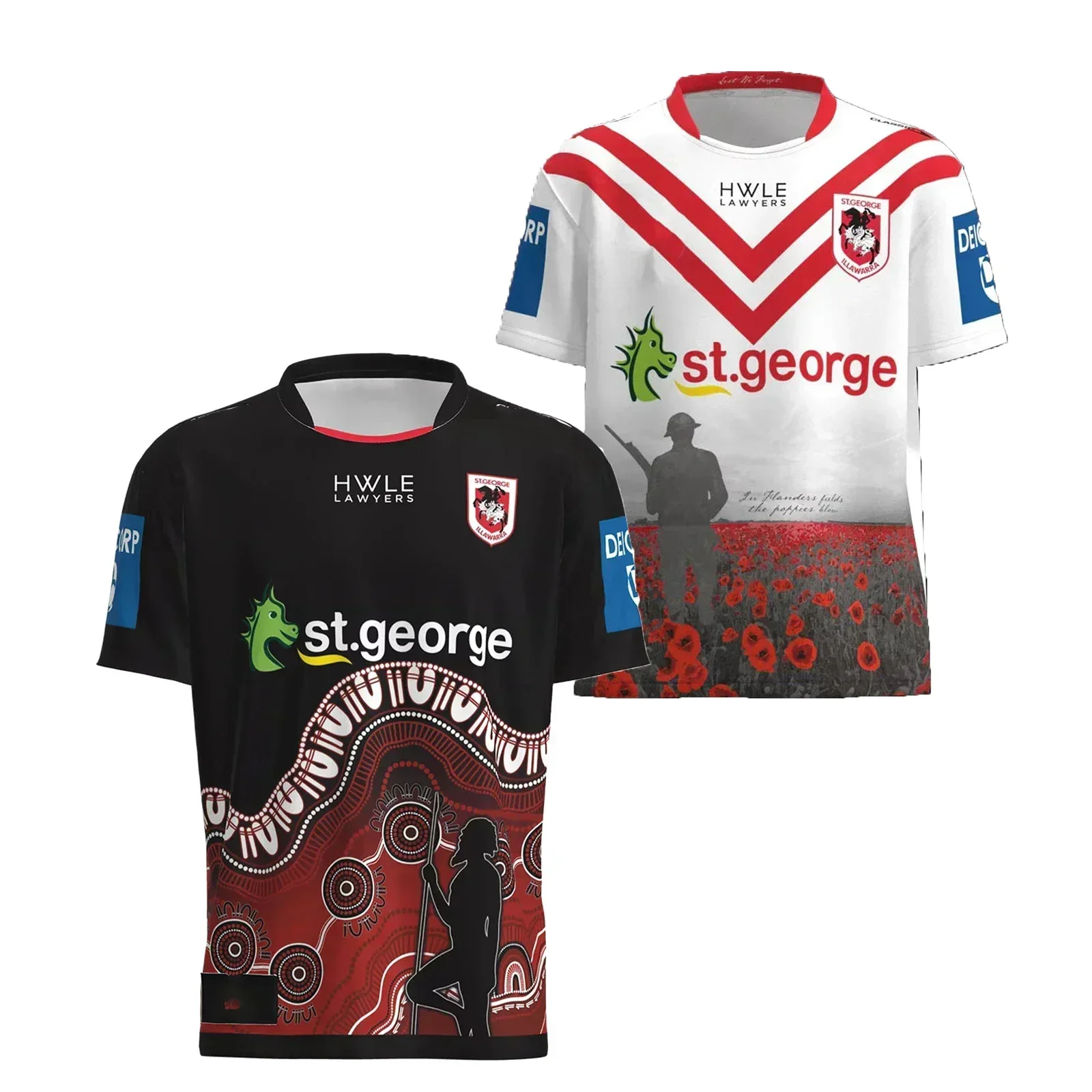 2023 ST.GEORGE DRAGON Masculino Indígena/ANZAC Rugby Jersey Personalizado